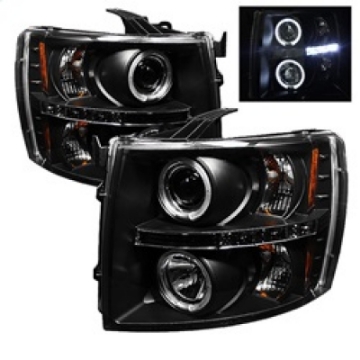 Picture of Spyder Chevy Silverado 1500 07-13 Projector Headlights LED Halo LED Blk PRO-YD-CS07-HL-BK