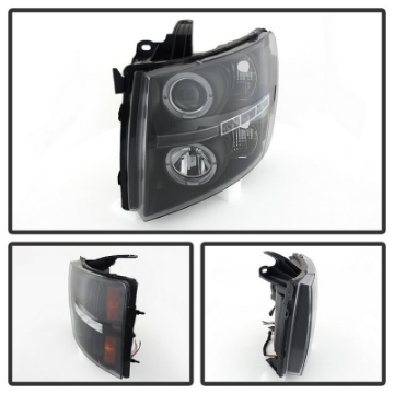 Picture of Spyder Chevy Silverado 1500 07-13 Projector Headlights LED Halo LED Blk PRO-YD-CS07-HL-BK