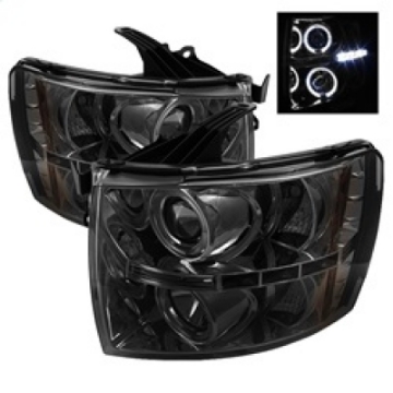 Picture of Spyder Chevy Silverado 1500 07-13 Projector Headlights LED Halo LED Smke PRO-YD-CS07-HL-SM