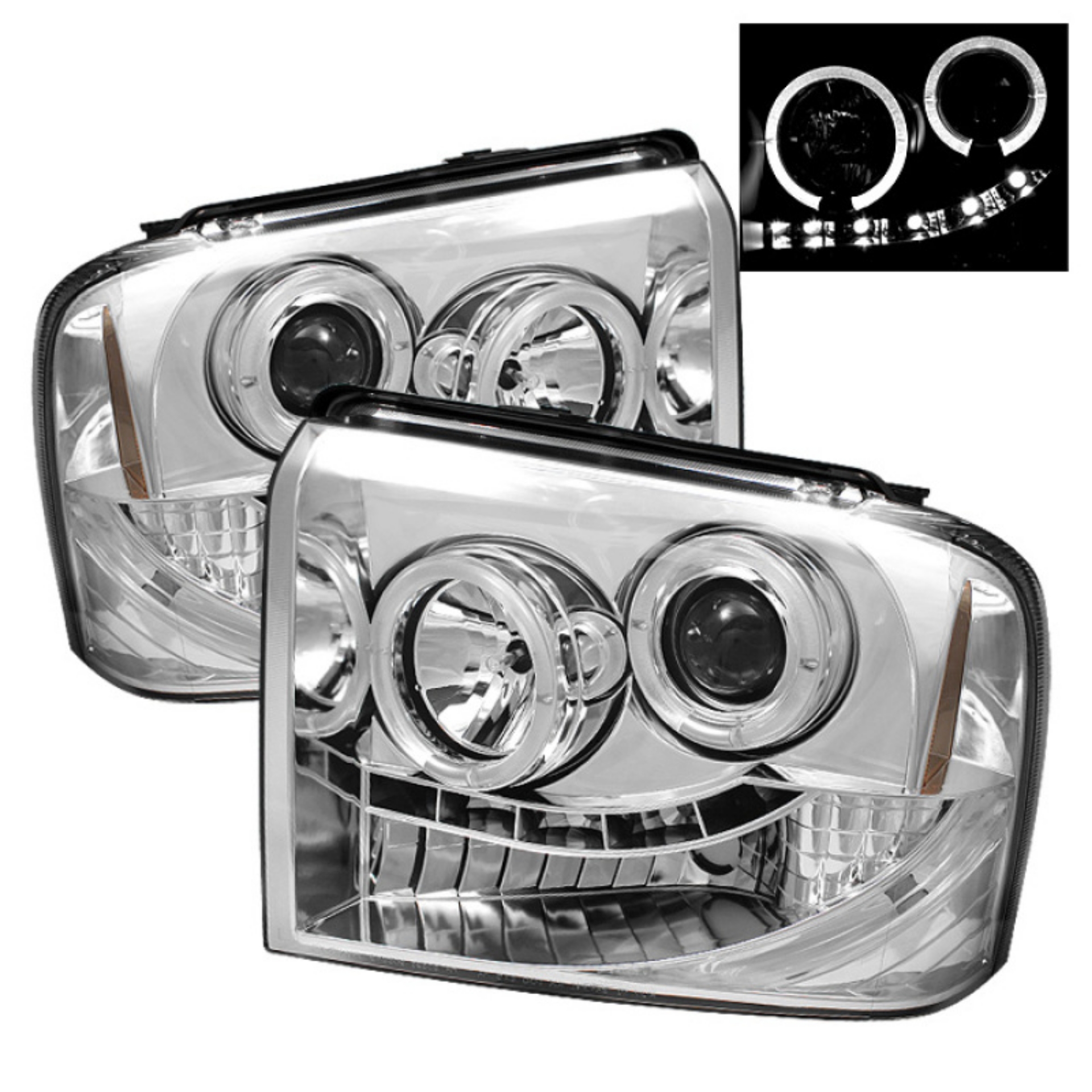 Picture of Spyder Ford F250-350-450 Super Duty 05-07 Projector Headlights LED Halo- LED Chrm PRO-YD-FS05-HL-C
