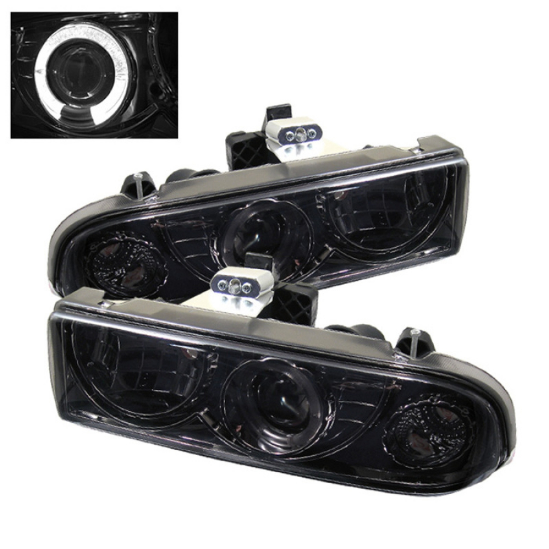 Picture of Spyder Chevy S10 98-04 Projector Headlights LED Halo Smke - Low H1 PRO-YD-CS1098-SMC