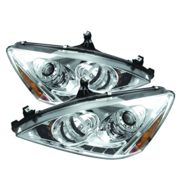 Picture of Spyder Honda Accord 03-07 Projector Headlights LED Halo Amber Reflector LED Chrm PRO-YD-HA03-AM-C