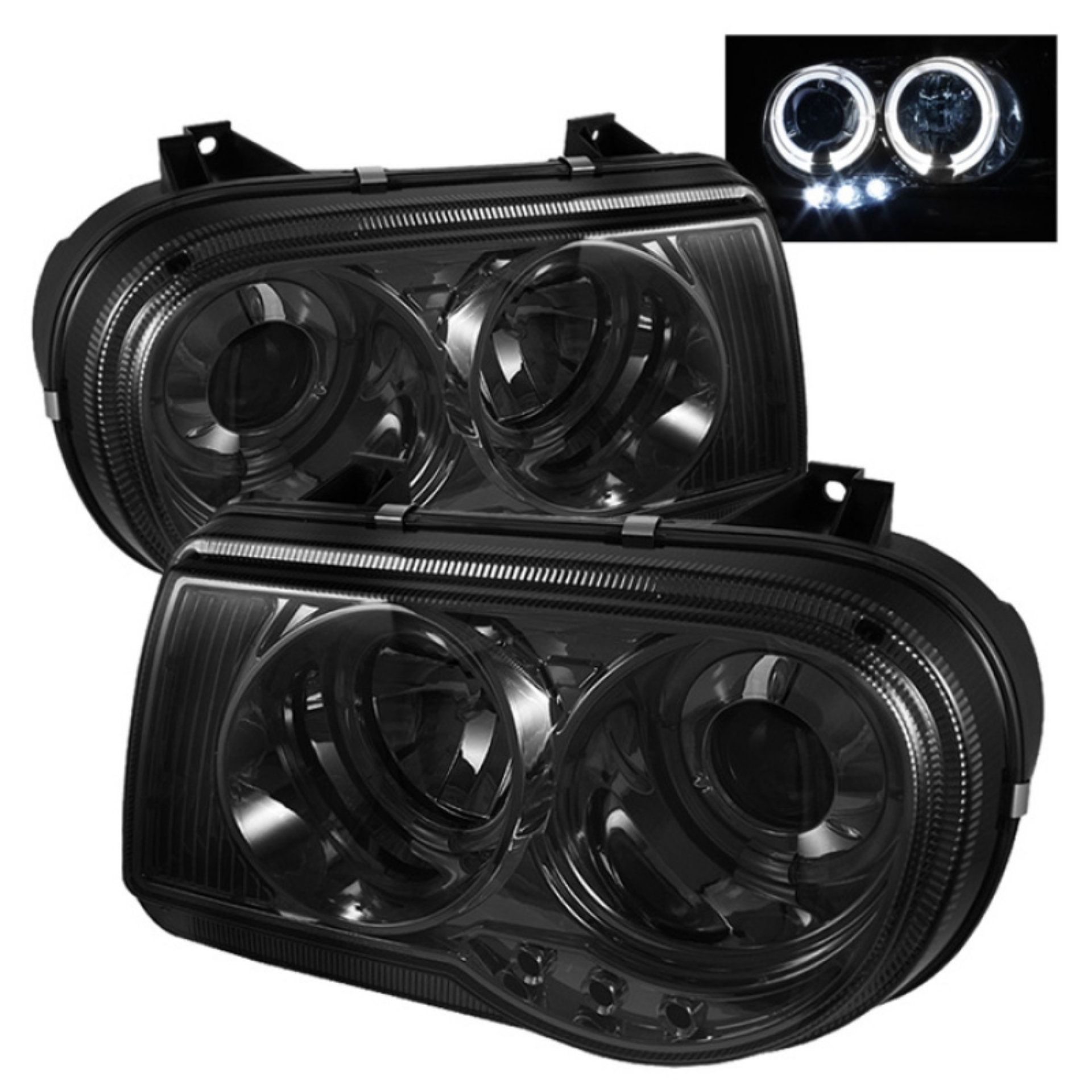 Picture of Spyder Chrysler 300C 05-10 Projector Headlights LED Halo LED Smke Not Included PRO-YD-C300C-HL-SM