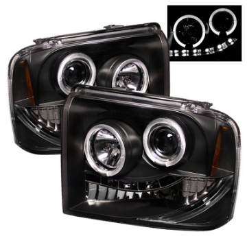 Picture of Spyder Ford F250-350-450 Super Duty 05-07 Projector Headlights LED Halo- LED Blk PRO-YD-FS05-HL-BK