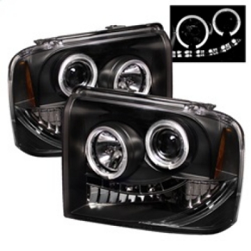 Picture of Spyder Ford F250-350-450 Super Duty 05-07 Projector Headlights LED Halo- LED Blk PRO-YD-FS05-HL-BK