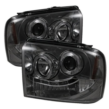 Picture of Spyder Ford F250-350-450 Super Duty 05-07 Projector Headlights LED Halo- LED Smke PRO-YD-FS05-HL-SM