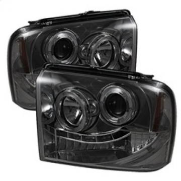 Picture of Spyder Ford F250-350-450 Super Duty 05-07 Projector Headlights LED Halo- LED Smke PRO-YD-FS05-HL-SM