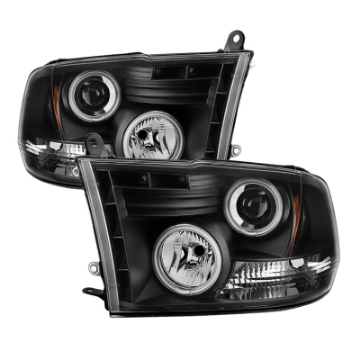 Picture of Spyder Dodge Ram 1500 09-14 Projector Headlights Halogen- CCFL Halo LED - Blk PRO-YD-DR09-CCFL-BK