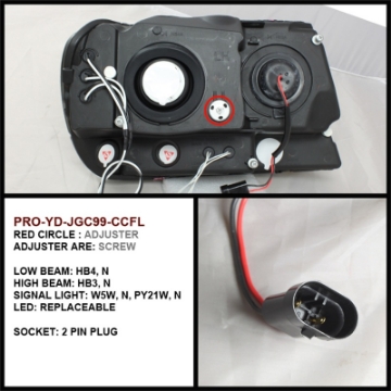 Picture of Spyder Jeep Grand Cherokee 99-04 Projector Headlights CCFL Halo LED Blk - PRO-YD-JGC99-CCFL-BK