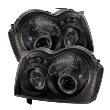 Picture of Spyder Jeep Grand Cherokee 05-07 Projector Headlights LED Halo LED Blk Smke PRO-YD-JGC05-HL-BSM