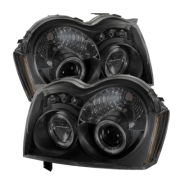 Picture of Spyder Jeep Grand Cherokee 05-07 Projector Headlights LED Halo LED Blk Smke PRO-YD-JGC05-HL-BSM