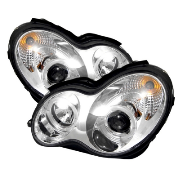 Picture of Spyder Mercedes Benz C-Class 01-05 4 DrProjector Headlights Halogen-LED Halo Chrm PRO-YD-MBW203-HL-C