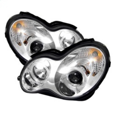 Picture of Spyder Mercedes Benz C-Class 01-05 4 DrProjector Headlights Halogen-LED Halo Chrm PRO-YD-MBW203-HL-C