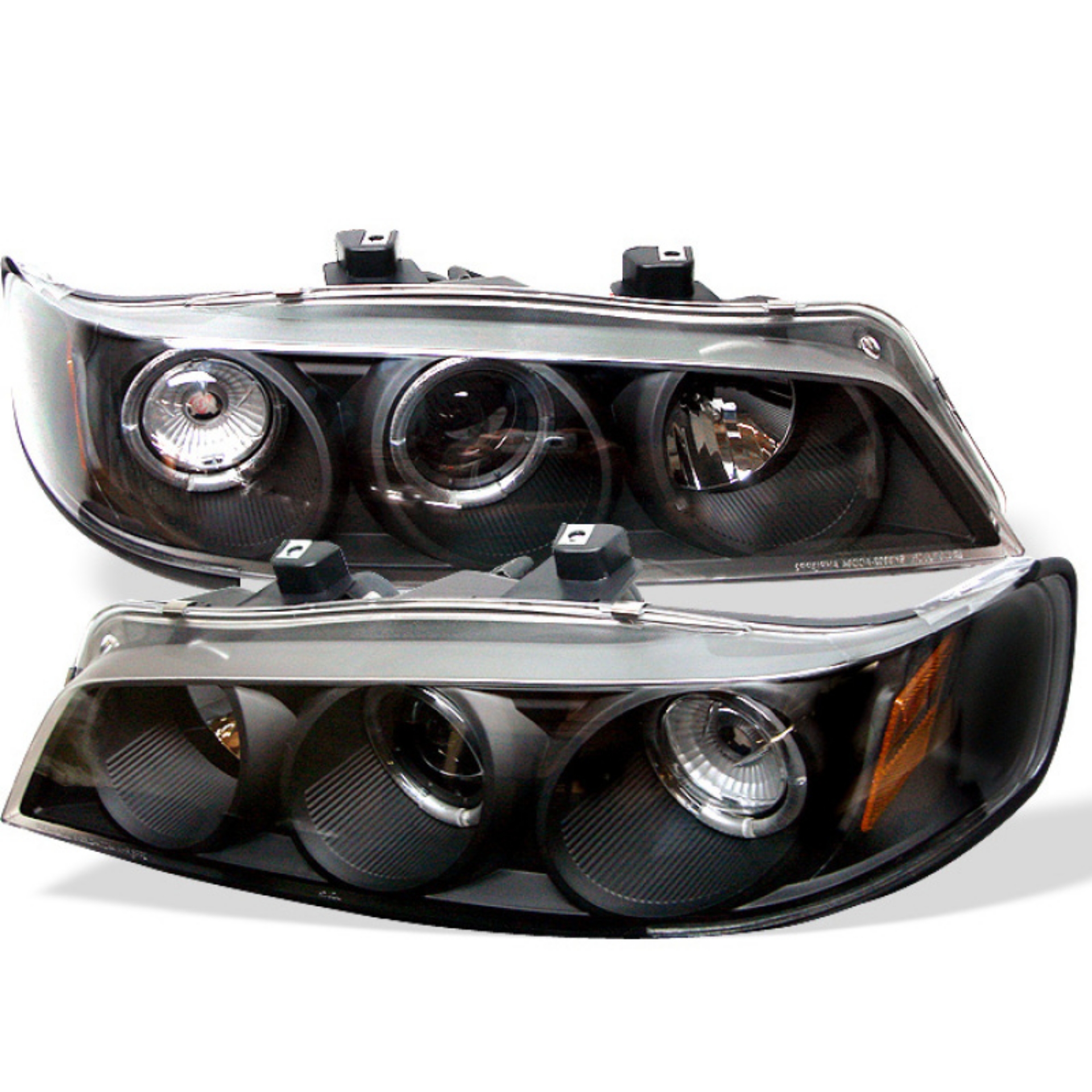 Picture of Spyder Honda Accord 94-97 1PC Projector Headlights LED Halo Amber Reflector Blk PRO-YD-HA94-AM-BK