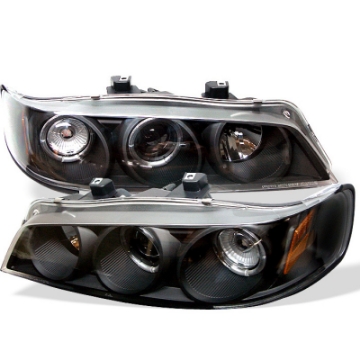 Picture of Spyder Honda Accord 94-97 1PC Projector Headlights LED Halo Amber Reflector Blk PRO-YD-HA94-AM-BK