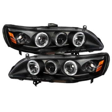 Picture of Spyder Honda Accord 98-02 1PC Projector Headlights LED Halo Amber Reflector Blk PRO-YD-HA98-AM-BK