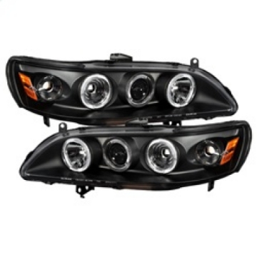 Picture of Spyder Honda Accord 98-02 1PC Projector Headlights LED Halo Amber Reflector Blk PRO-YD-HA98-AM-BK