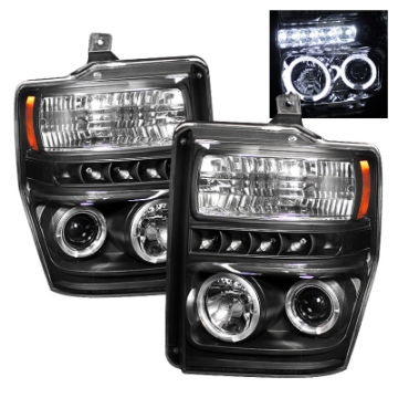 Picture of Spyder Ford F250-350-450 Super Duty 08-10 Projector Headlights LED Halo LED Blk PRO-YD-FS08-HL-BK