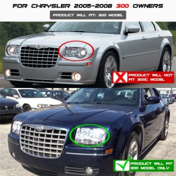 Picture of Spyder Chrysler 300 05-08 Projector Headlights LED Halo LED Blk Not Included PRO-YD-C305-HL-BK