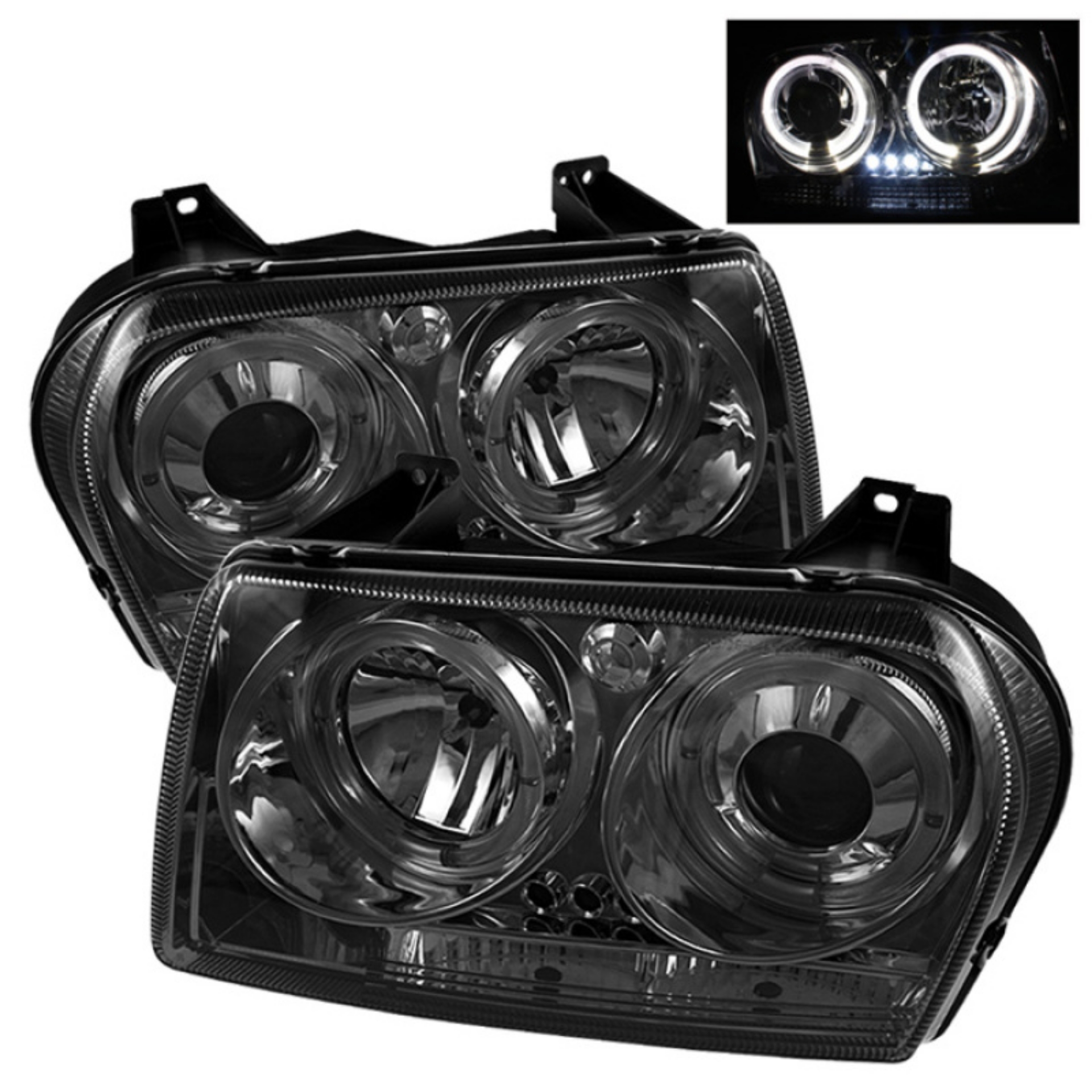 Picture of Spyder Chrysler 300 05-08 Projector Headlights LED Halo LED Smke Not Included PRO-YD-C305-HL-SM
