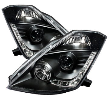 Picture of Spyder Nissan 350Z 03-05 Projector Headlights Xenon DRL Blk High H1 Lw D2R PRO-YD-N350Z02-HID-DRL-BK