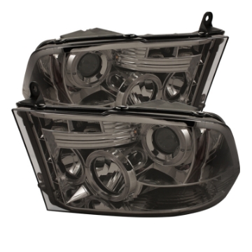 Picture of Spyder Dodge Ram 1500 09-14 10-14 Projector Headlights Halogen- LED Halo LED- Smke PRO-YD-DR09-HL-SM