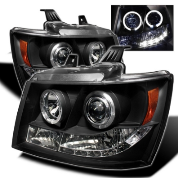 Picture of Spyder Chevy Suburban 1500 07-14 Projector Headlights LED Halo LED Blk PRO-YD-CSUB07-HL-BK