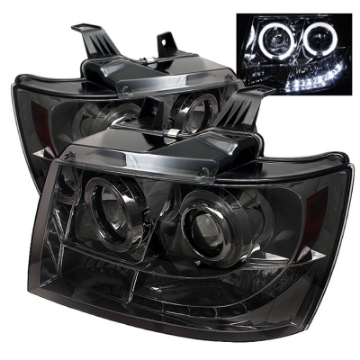 Picture of Spyder Chevy Suburban 1500 07-14 Projector Headlights LED Halo LED Smke PRO-YD-CSUB07-HL-SM