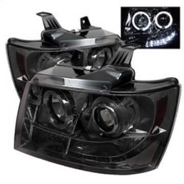 Picture of Spyder Chevy Suburban 1500 07-14 Projector Headlights LED Halo LED Smke PRO-YD-CSUB07-HL-SM