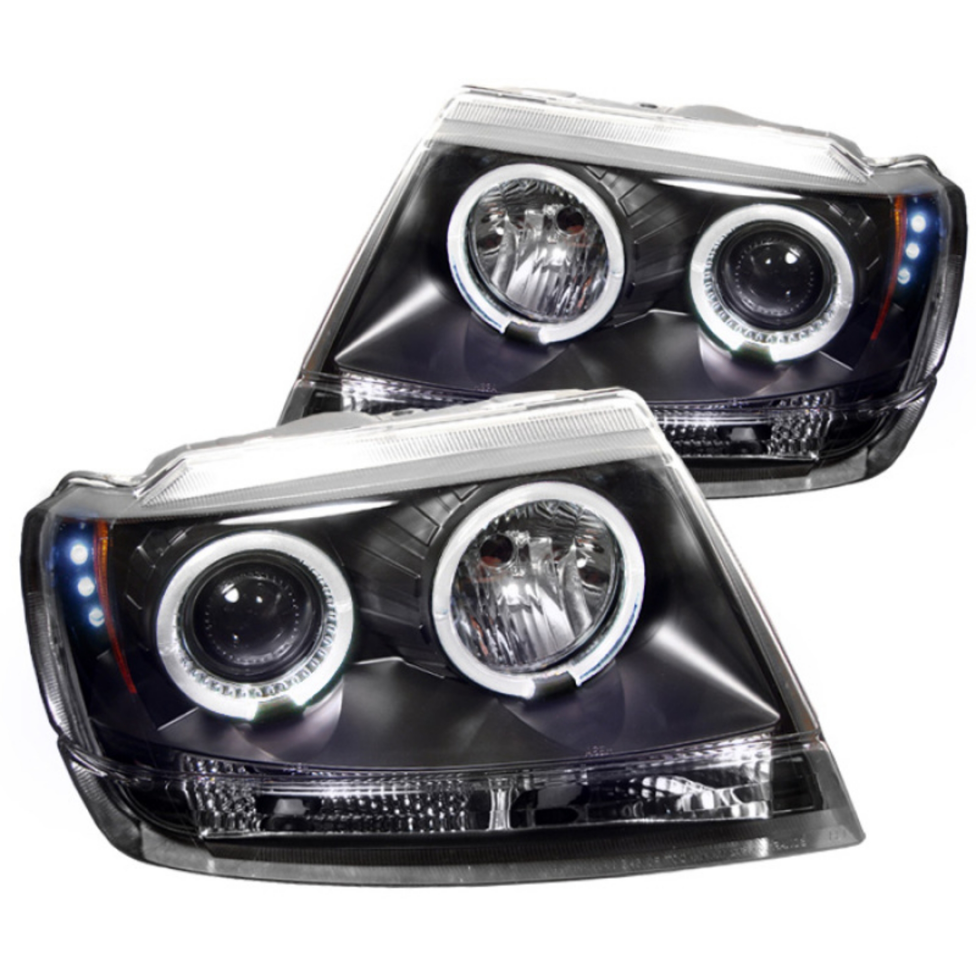 Picture of Spyder Jeep Grand Cherokee 99-04 Projector Headlights LED Halo LED Blk - PRO-YD-JGC99-HL-BK