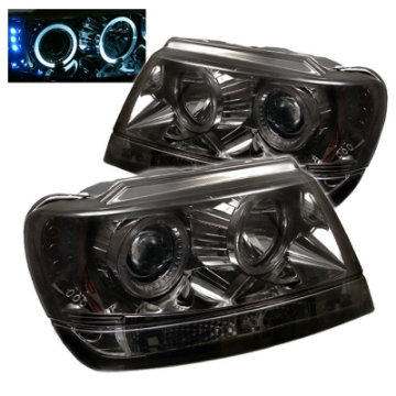 Picture of Spyder Jeep Grand Cherokee 99-04 Projector Headlights LED Halo LED Smke - PRO-YD-JGC99-HL-SMC