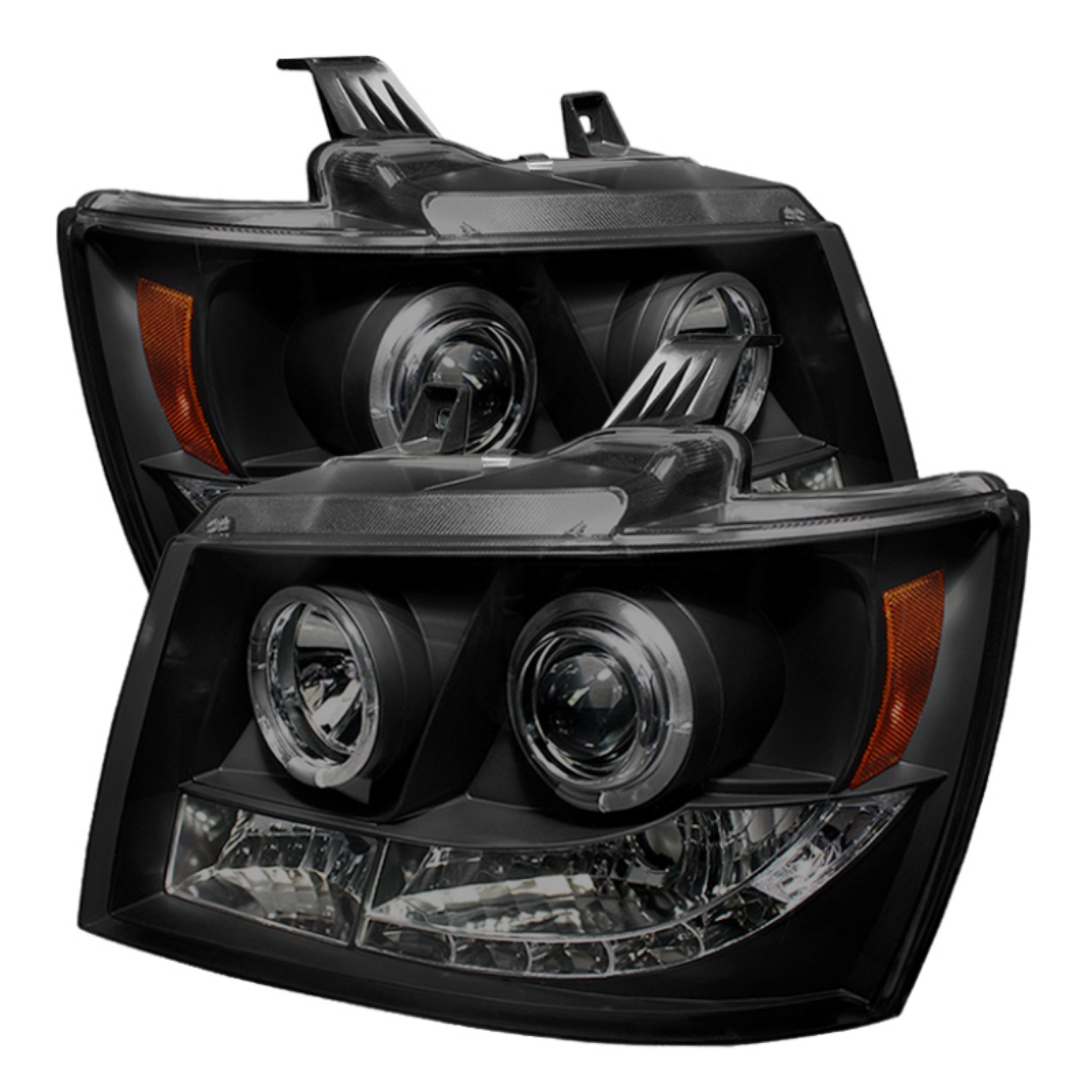 Picture of Spyder Chevy Suburban 1500 07-14 Projector Headlights LED Halo LED Blk Smke PRO-YD-CSUB07-HL-BSM