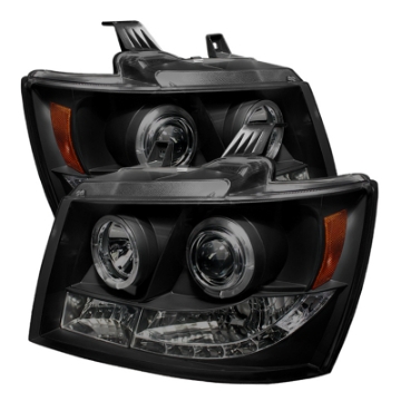 Picture of Spyder Chevy Suburban 1500 07-14 Projector Headlights LED Halo LED Blk Smke PRO-YD-CSUB07-HL-BSM