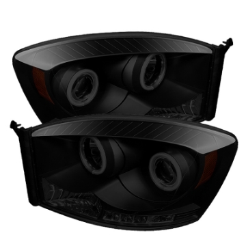 Picture of Spyder Dodge Ram 1500 06-08 06-09 Projector Headlights CCFL Halo LED Blk Smke PRO-YD-DR06-CCFL-BSM