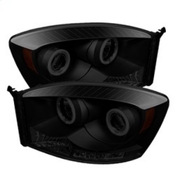 Picture of Spyder Dodge Ram 1500 06-08 06-09 Projector Headlights CCFL Halo LED Blk Smke PRO-YD-DR06-CCFL-BSM