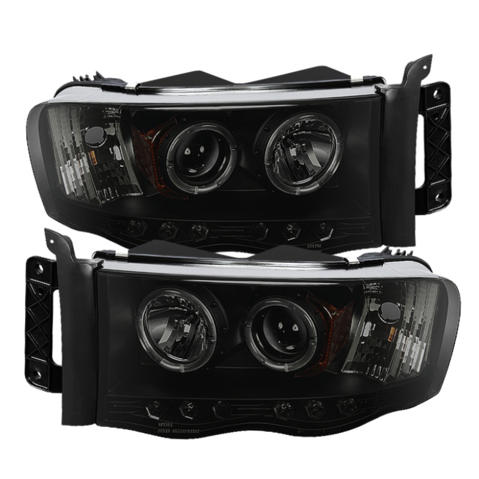 Picture of Spyder Dodge Ram 1500 02-05 03-05 Projector Headlights LED Halo LED Blk Smke PRO-YD-DR02-HL-BSM