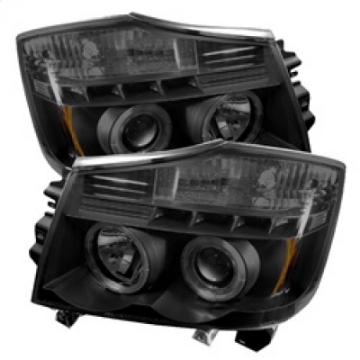 Picture of Spyder Nissan Titan 04-14 Projector Headlights LED Halo LED Blk Smke PRO-YD-NTI04-HL-BSM