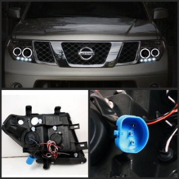 Picture of Spyder Nissan Frontier 05-08 Projector Headlights LED Halo LED Smke PRO-YD-NF05-HL-SM