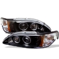 Picture of Spyder Ford Mustang 94-98 1PC Projector LED Halo Amber Reflctr LED Blk Low H3 PRO-YD-FM94-1PC-AM-BK