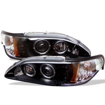 Picture of Spyder Ford Mustang 94-98 1PC Projector LED Halo Amber Reflctr LED Blk Low H3 PRO-YD-FM94-1PC-AM-BK