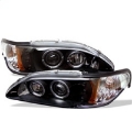 Picture of Spyder Ford Mustang 94-98 1PC Projector LED Halo Amber Reflctr LED Blk Low H3 PRO-YD-FM94-1PC-AM-BK
