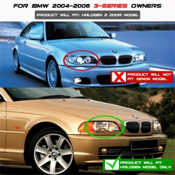 Picture of Spyder BMW E46 3-Series 04-06 2 DR Projector Halogen Model- LED Halo Blk PRO-YD-BMWE4604-2DR-HL-BK