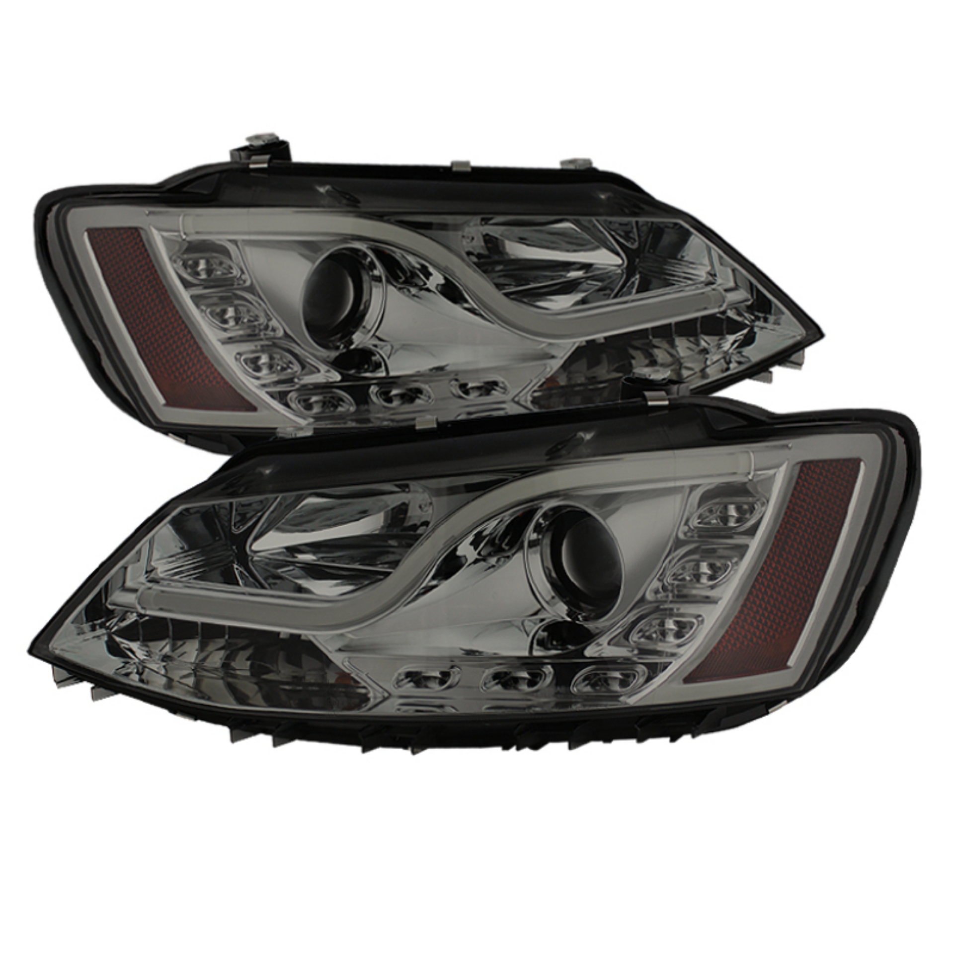 Picture of Spyder Volkswagen Jetta 11-14 Projector Headlights Halogen Light Tube DRL Smke PRO-YD-VJ11-LTDRL-SM