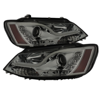 Picture of Spyder Volkswagen Jetta 11-14 Projector Headlights Halogen Light Tube DRL Smke PRO-YD-VJ11-LTDRL-SM