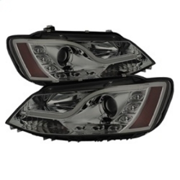 Picture of Spyder Volkswagen Jetta 11-14 Projector Headlights Halogen Light Tube DRL Smke PRO-YD-VJ11-LTDRL-SM