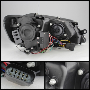 Picture of Spyder Volkswagen Jetta 11-14 Projector Headlights Halogen Light Tube DRL Smke PRO-YD-VJ11-LTDRL-SM