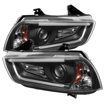 Picture of Spyder Dodge Charger 11-14 Projector Headlights Halogen - Light Tube DRL Blk PRO-YD-DCH11-LTDRL-BK