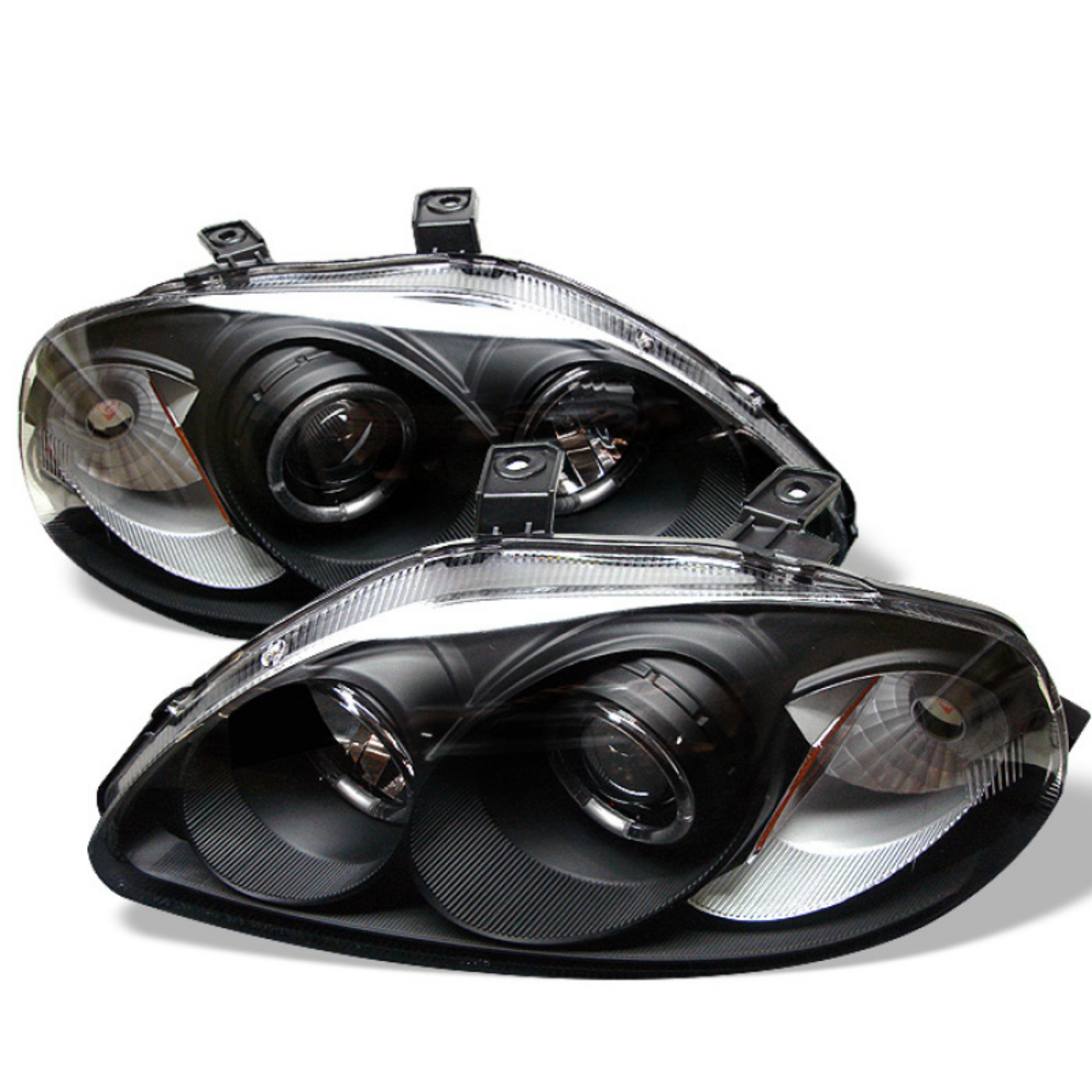 Picture of Spyder Honda Civic 96-98 Projector Headlights LED Halo Amber Reflector Blk PRO-YD-HC96-AM-BK