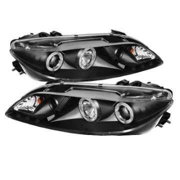 Picture of Spyder Mazda 6 03-05 With Fog Lights Projector Headlights LED Halo DRL Blk PRO-YD-M603-FOG-DRL-BK