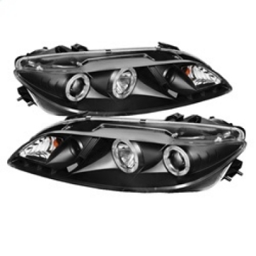 Picture of Spyder Mazda 6 03-05 With Fog Lights Projector Headlights LED Halo DRL Blk PRO-YD-M603-FOG-DRL-BK